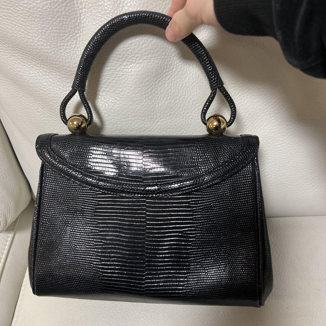【美品】Lizard skin/リザード/蜥蜴革/ワンハンドル/ハンドバッグ 高級 本物 リザード トカゲ クラッチバッグ セカンドバッグ