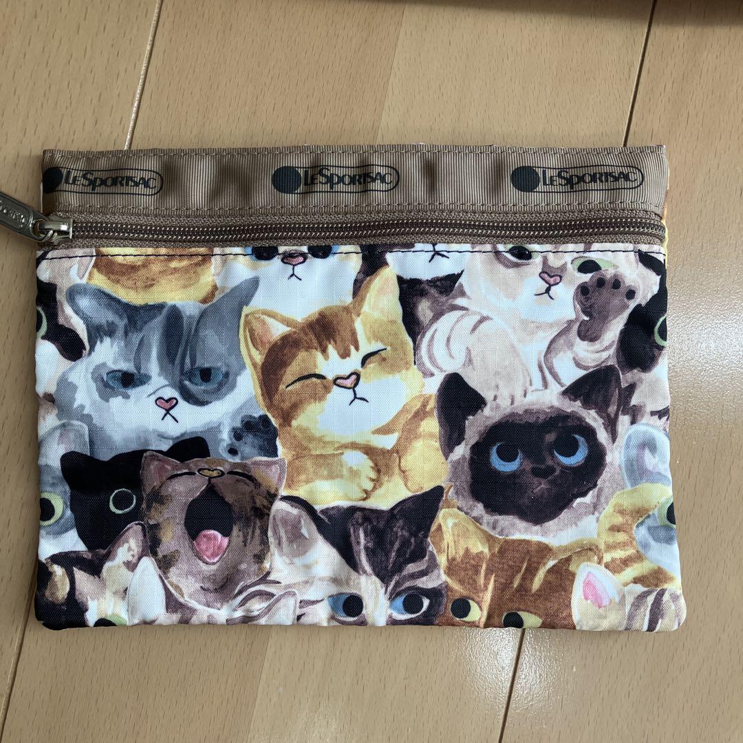 美品　LeSportsac 猫柄 ショルダーバッグポーチセットキャットカフェ
