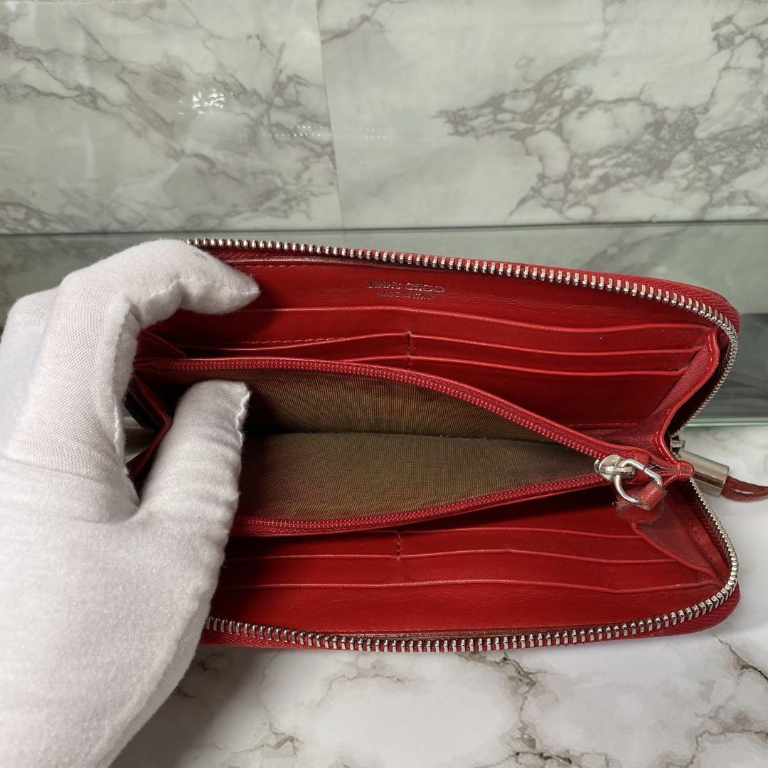 Jimmy Choo ジミーチュウ 長財布 スター 星 ラウンドファスナー 赤
