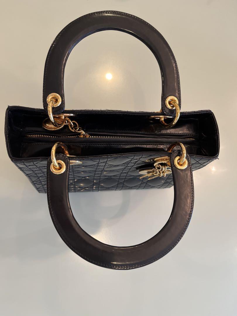 Dior レディディオール ハンドバッグ エナメル カナージュ