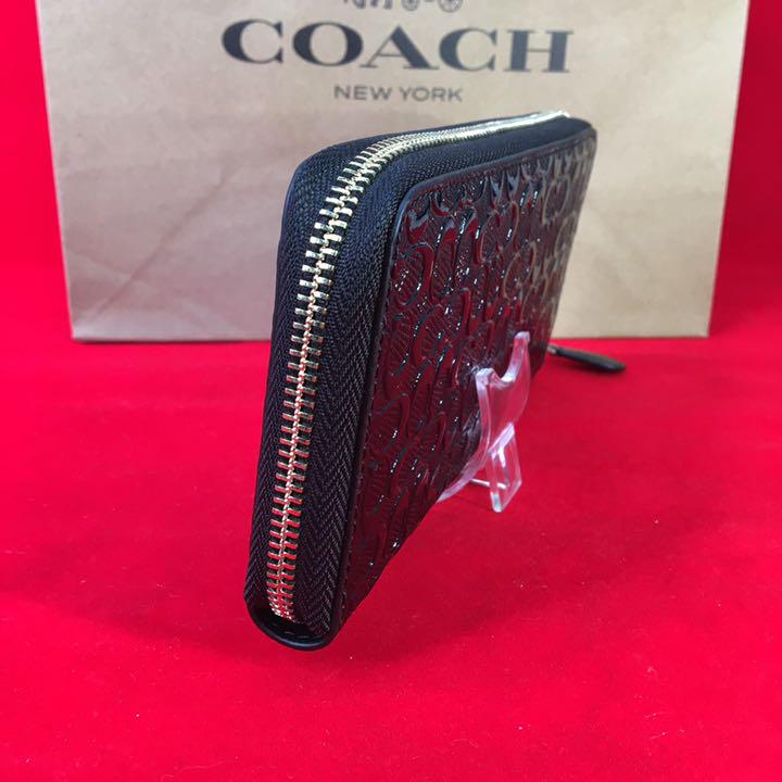 大人気 ブラック エンボス エナメル 新品未使用 G3DfV-m95129440737 COACH コーチ 長財布 最新品低価