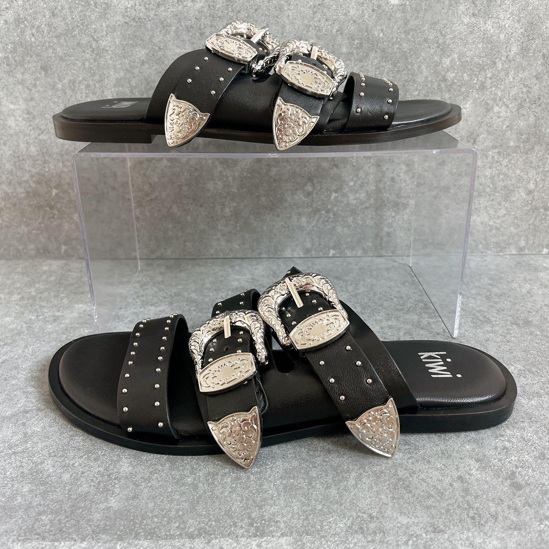 ◾️極美品◾️（KIWI)バックル付きスタッズベルトサンダル 23.5