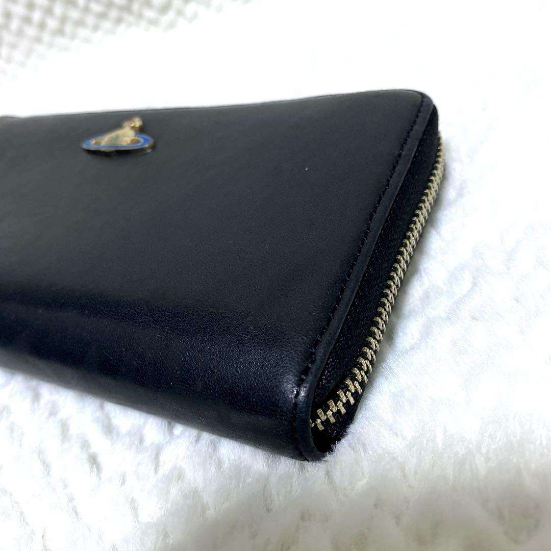 美品 ヴィヴィアンウエストウッド ラウンドジップ 長財布 レザー 本革 黒