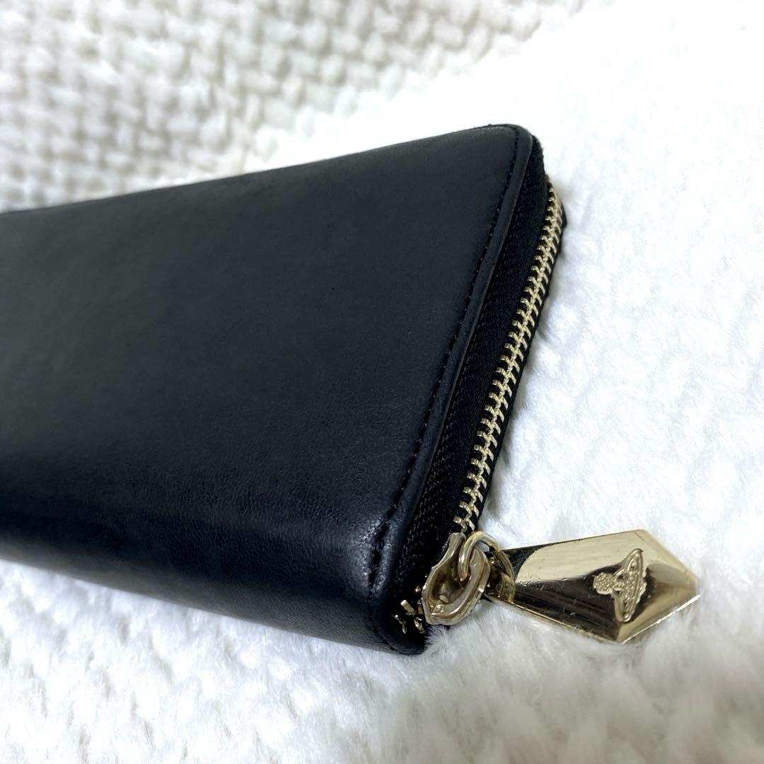 美品 ヴィヴィアンウエストウッド ラウンドジップ 長財布 レザー 本革 黒