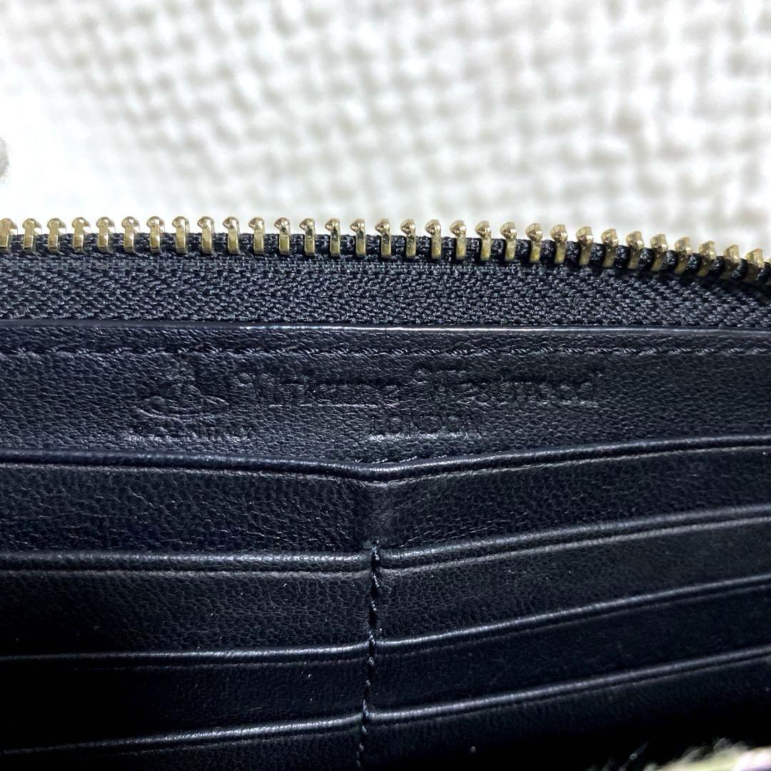 美品 ヴィヴィアンウエストウッド ラウンドジップ 長財布 レザー 本革 黒