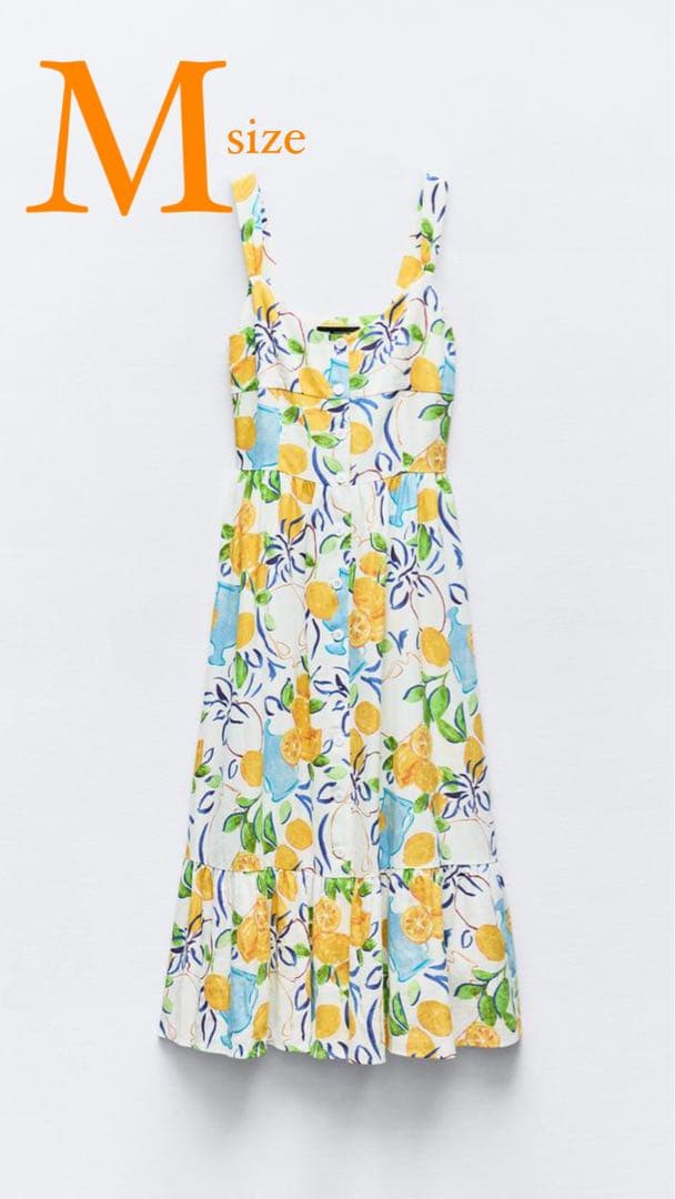 今期　完売品　プリント リネンブレンド ミディワンピース