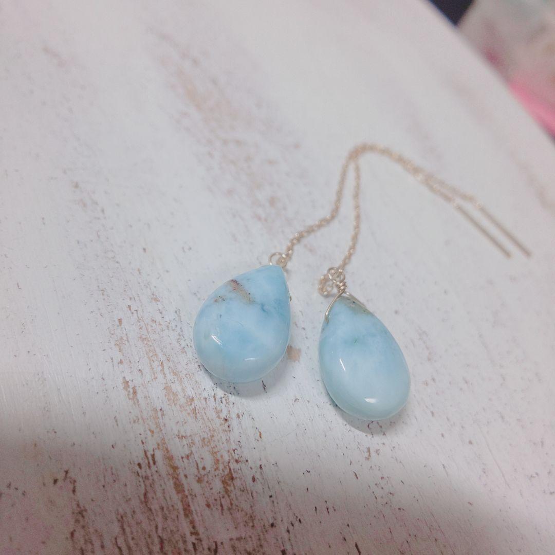 ラリマーK18 ete agate IENA kUJPr-m95140084311 ソリッドゴールド アメリカンピアス NEW低価