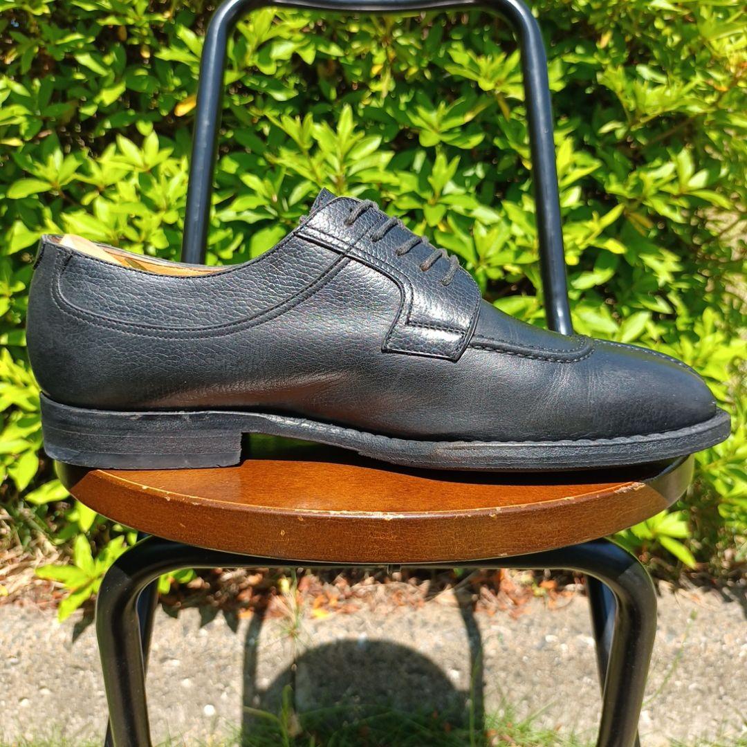 ✨クリーニング済✨Santoni Uチップ ブラック　シボ革　グレインレザー