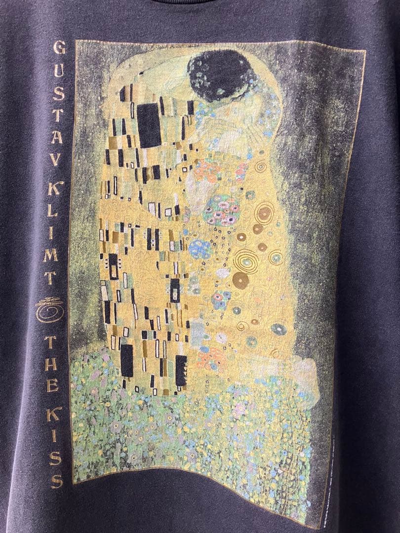 90s グスタブクリムト 接吻 プリントTシャツ ブラックMサイズ 90s グスタブクリムト 接吻 プリントTシャツ ブラックMサイズ