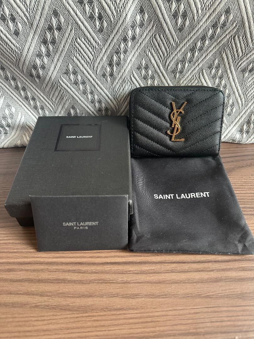 【極美品】YSL サンローラン コンパクト財布 レディース 黒 ゴールド