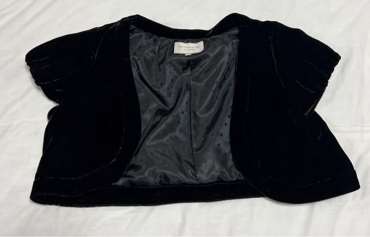 美品】 BEAMS ボレロ カーディガン 半袖 ショート ベロア ブラック