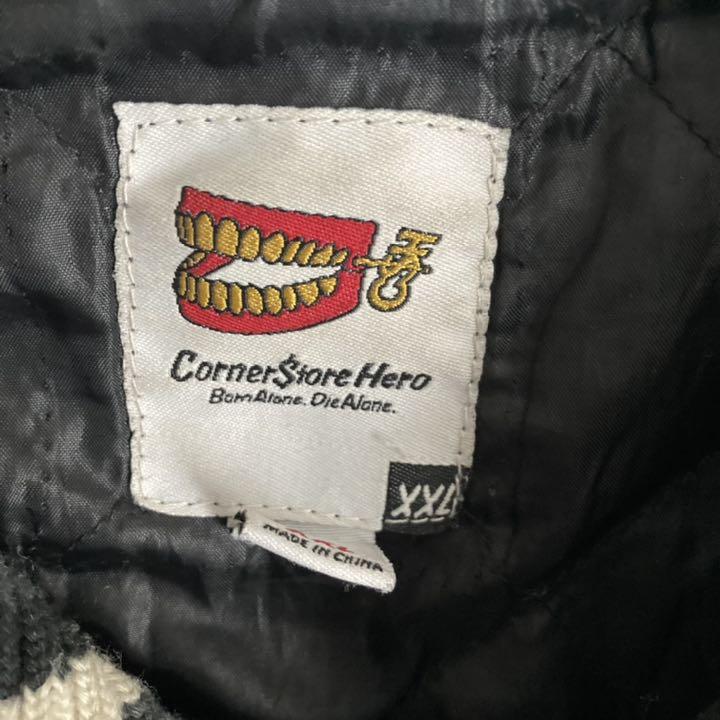 新作人気SALE 希少 フルデコ 刺繍 黒 XXL xq5lf-m95156711195 Corner Store Hero スタジャン 超激得新品