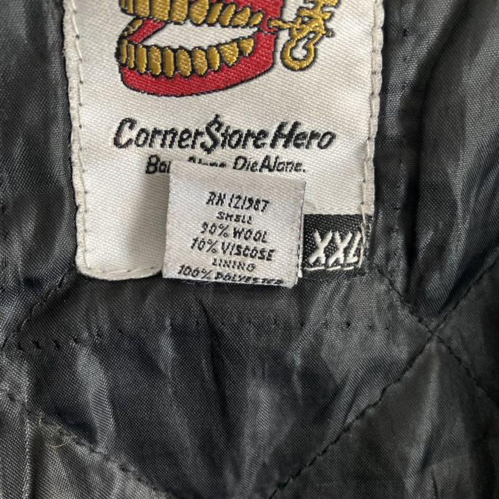 新作人気SALE 希少 フルデコ 刺繍 黒 XXL xq5lf-m95156711195 Corner Store Hero スタジャン 超激得新品