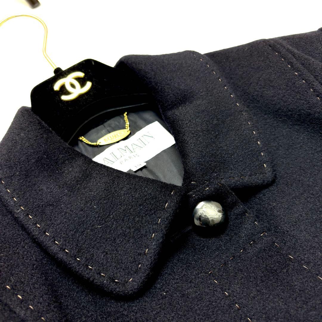 BALMAIN バルマン カシミヤ100% ピーコート 黒 大きいサイズ BALMAIN バルマン カシミヤ100% ピーコート 黒 大きいサイズ