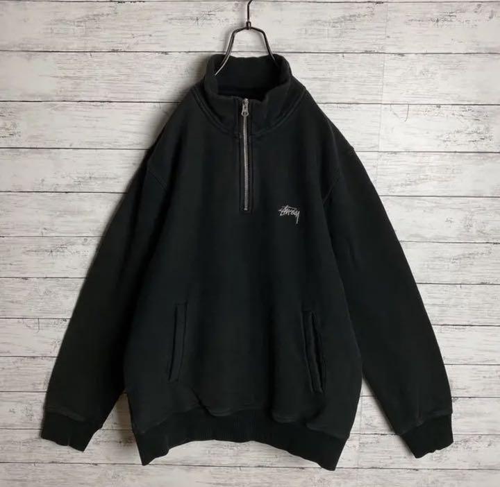 【即完モデル‼︎】STUSSY◎ハーフジップ ストックロゴ刺繍 スウェット 165