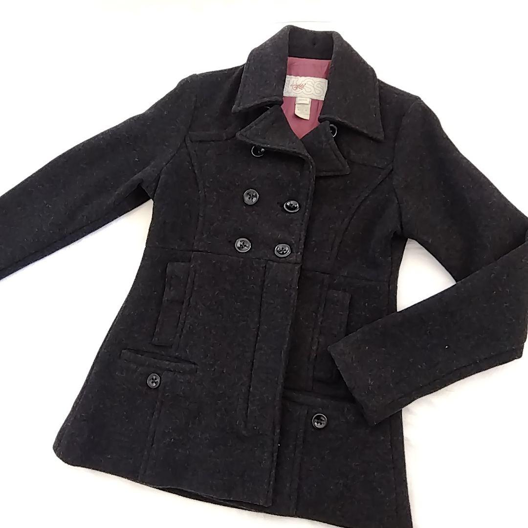 STUSSY　レディース　Pコート　ダークグレー　ビスコース混ピーコート