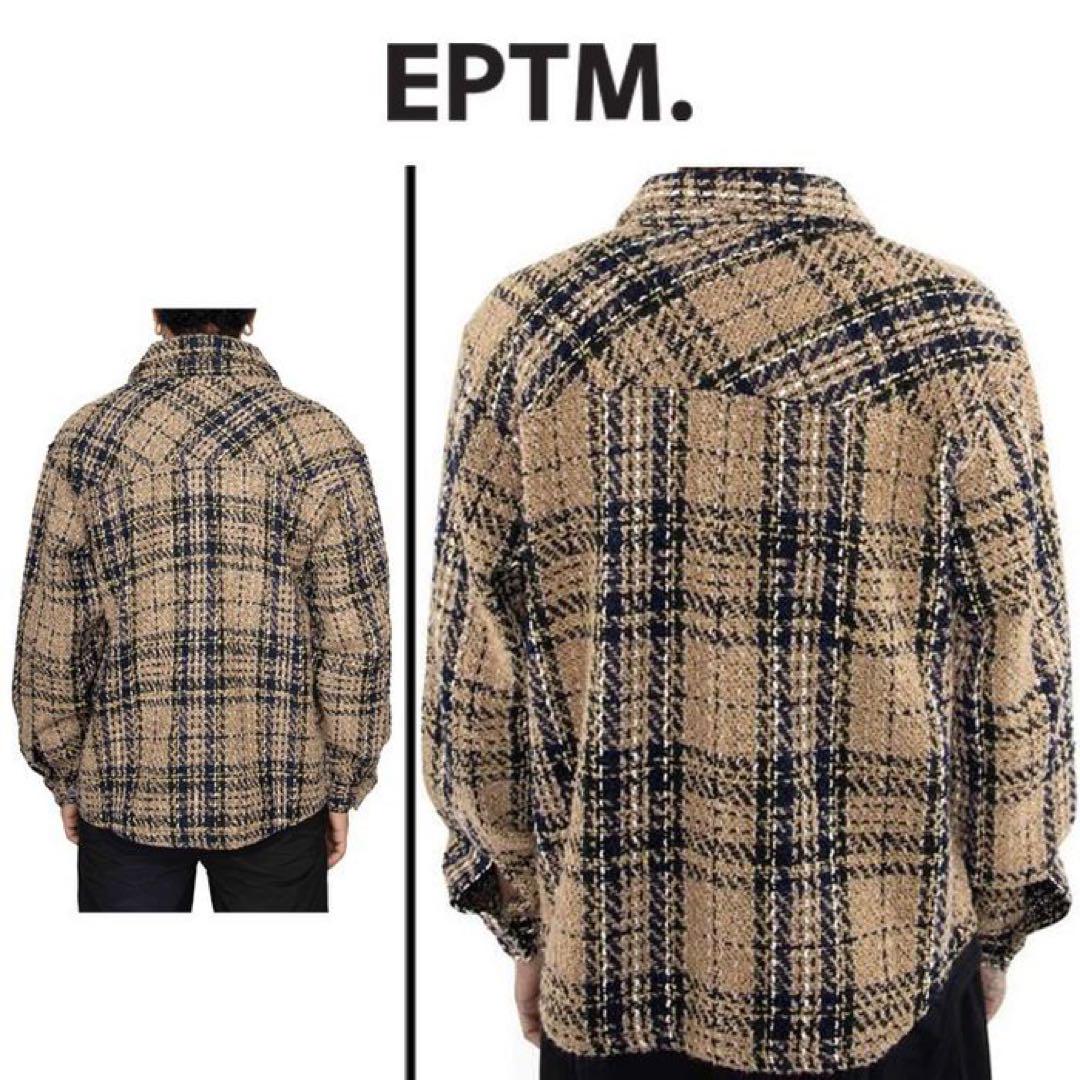 EPTM オーバーツイードポケ付きフランネルシャツ ベージュ large