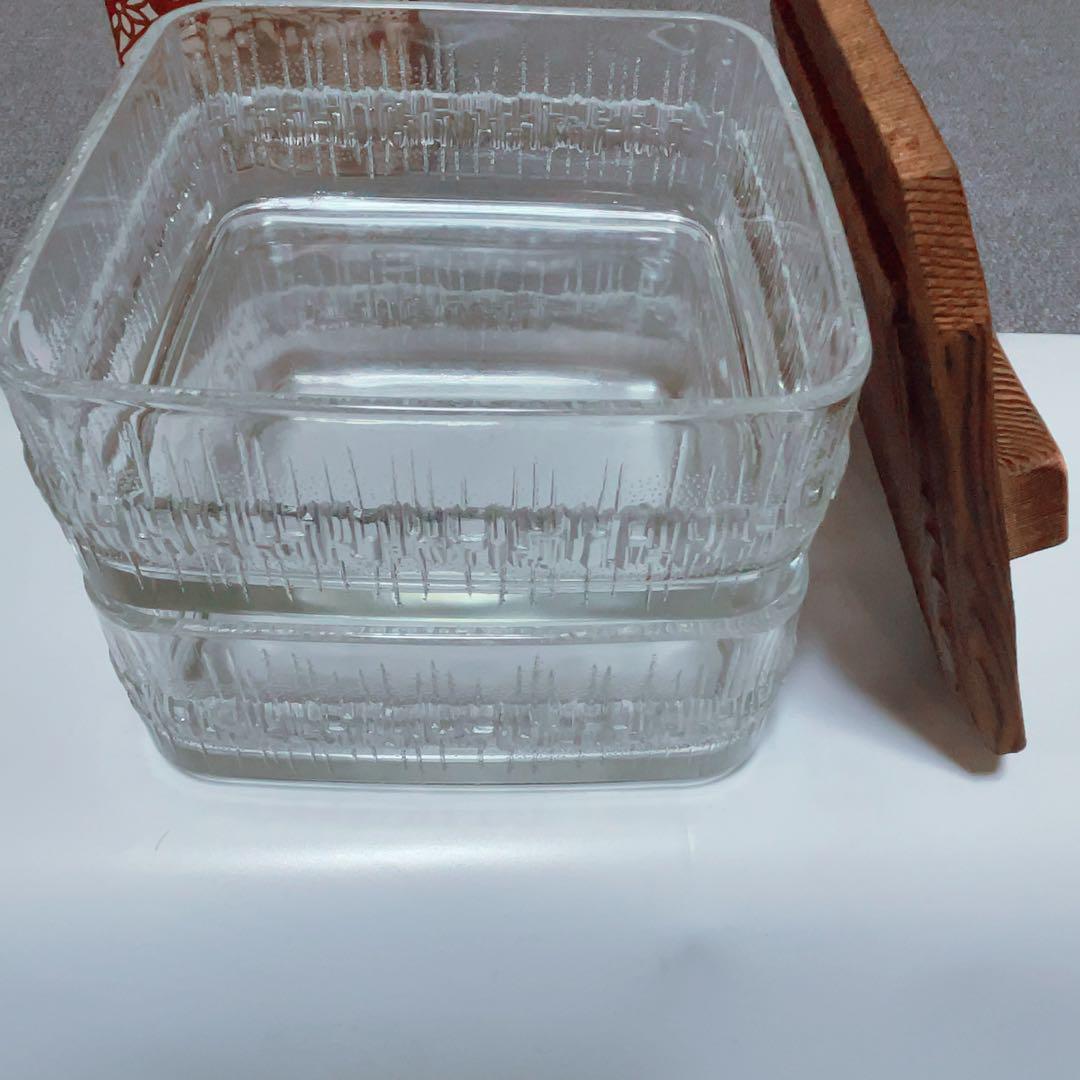 ガラスの二段重(木製蓋付き)