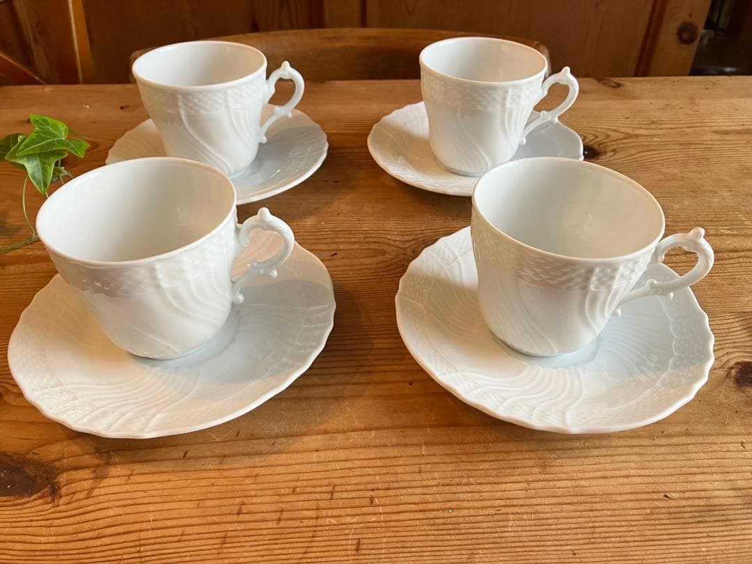 ジノリ ベッキオホワイト 200mlコーヒーカップアンドソーサー×4Richard Ginori