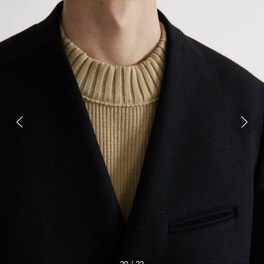 United Tokyo ノーカラーコート　23aw united tokyo】シルク ウール ノーカラー コート 黒 ロングコート