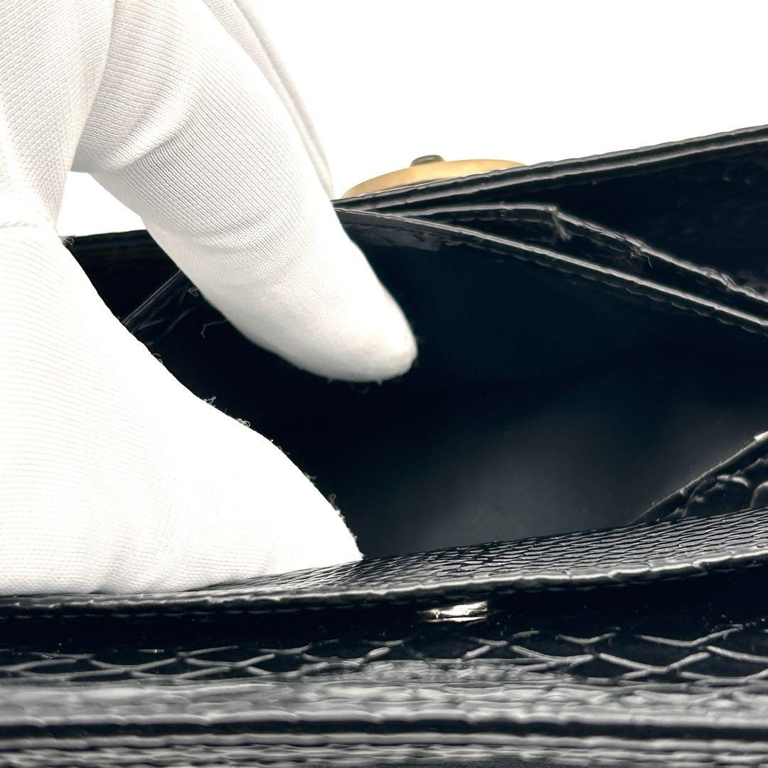 レア美品✨ FENDI 三つ折り財布 ブラック ズッカ柄【裏クロコ型