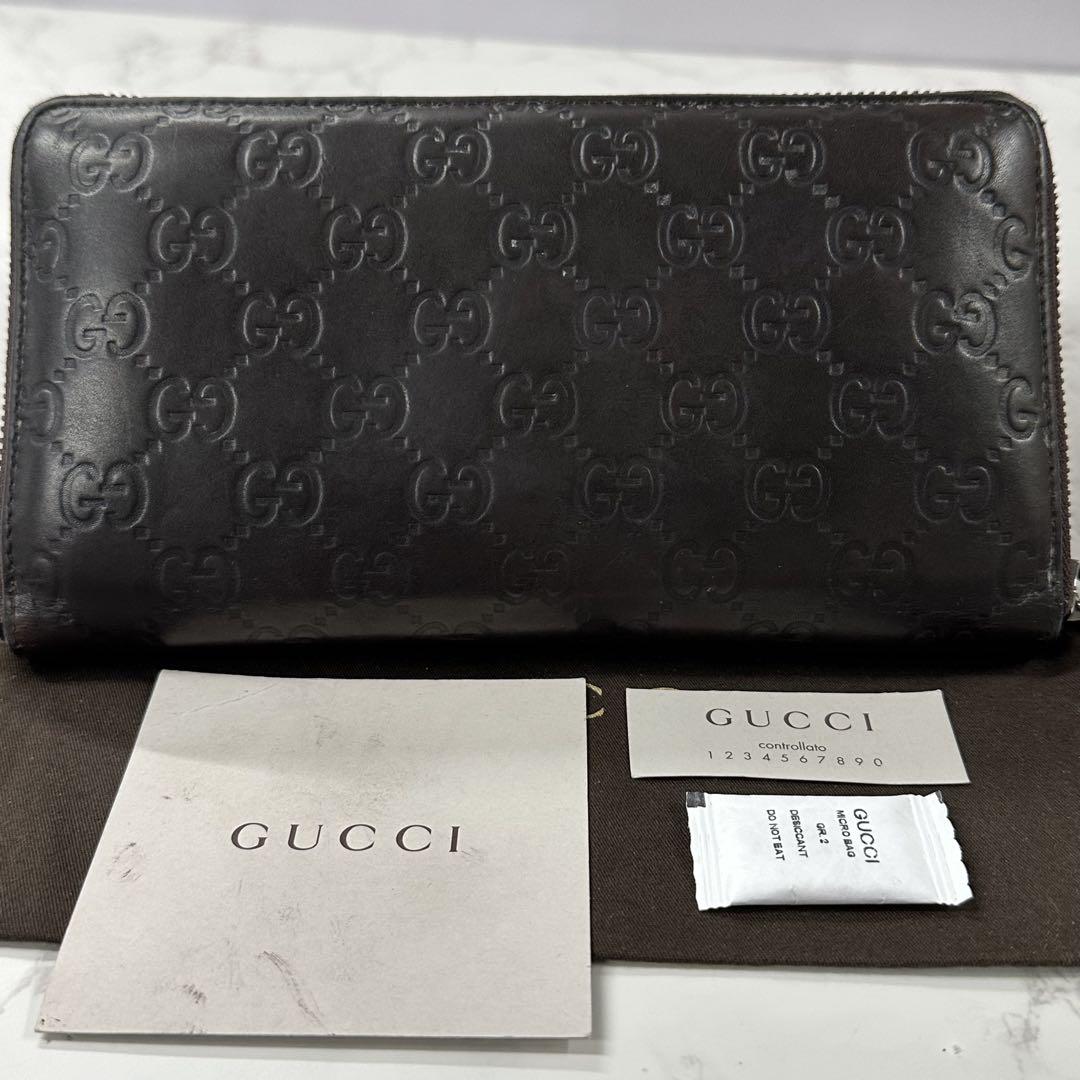 本店は 新品同様‼️ グッチ GUCCI 財布 長財布 シマレザー ラウンド 小物