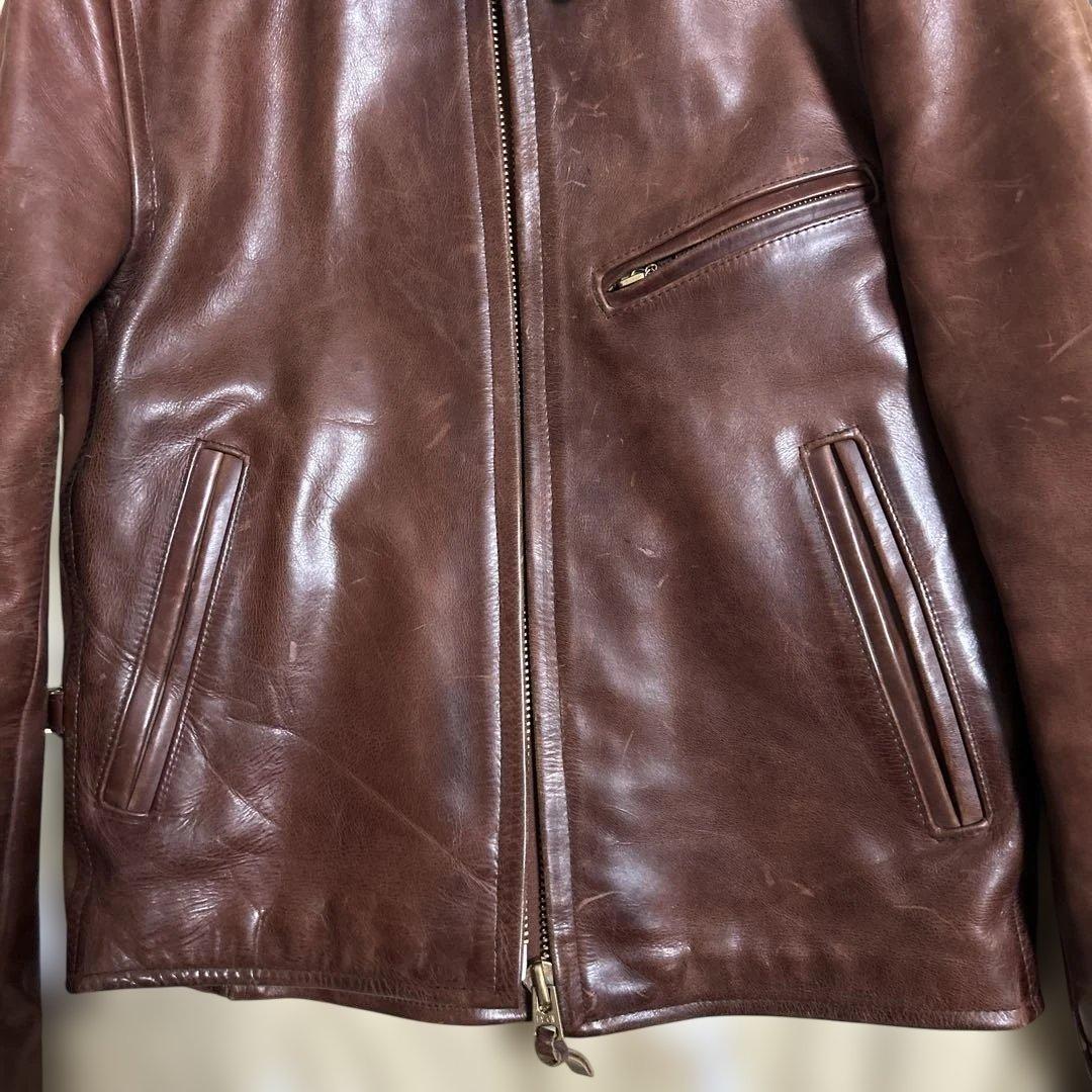 B-McCOY'S・シングルライダース・レザージャケット・ブラウン・36