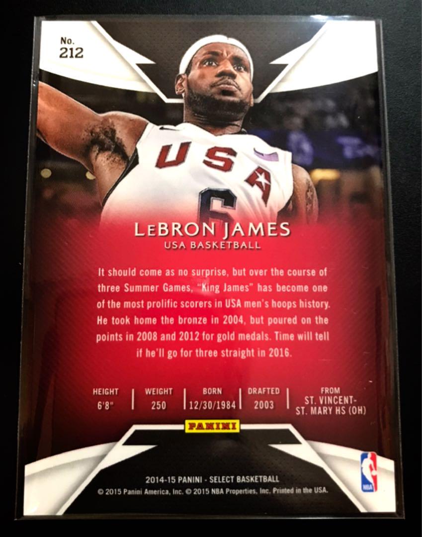 【F73】 NBA カード LeBron James select USA 画像2