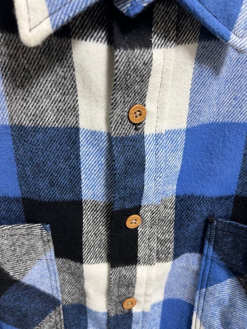 フランネルチェックシャツ 青系