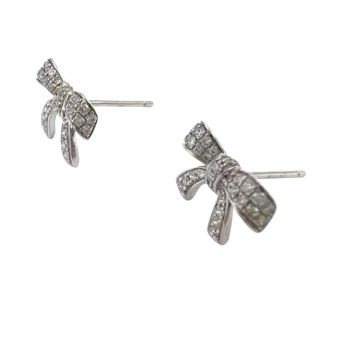【在庫有】 ≪早い者勝ち≫ ダイヤモンドピアス リボン k18wg J50 アクセサリー