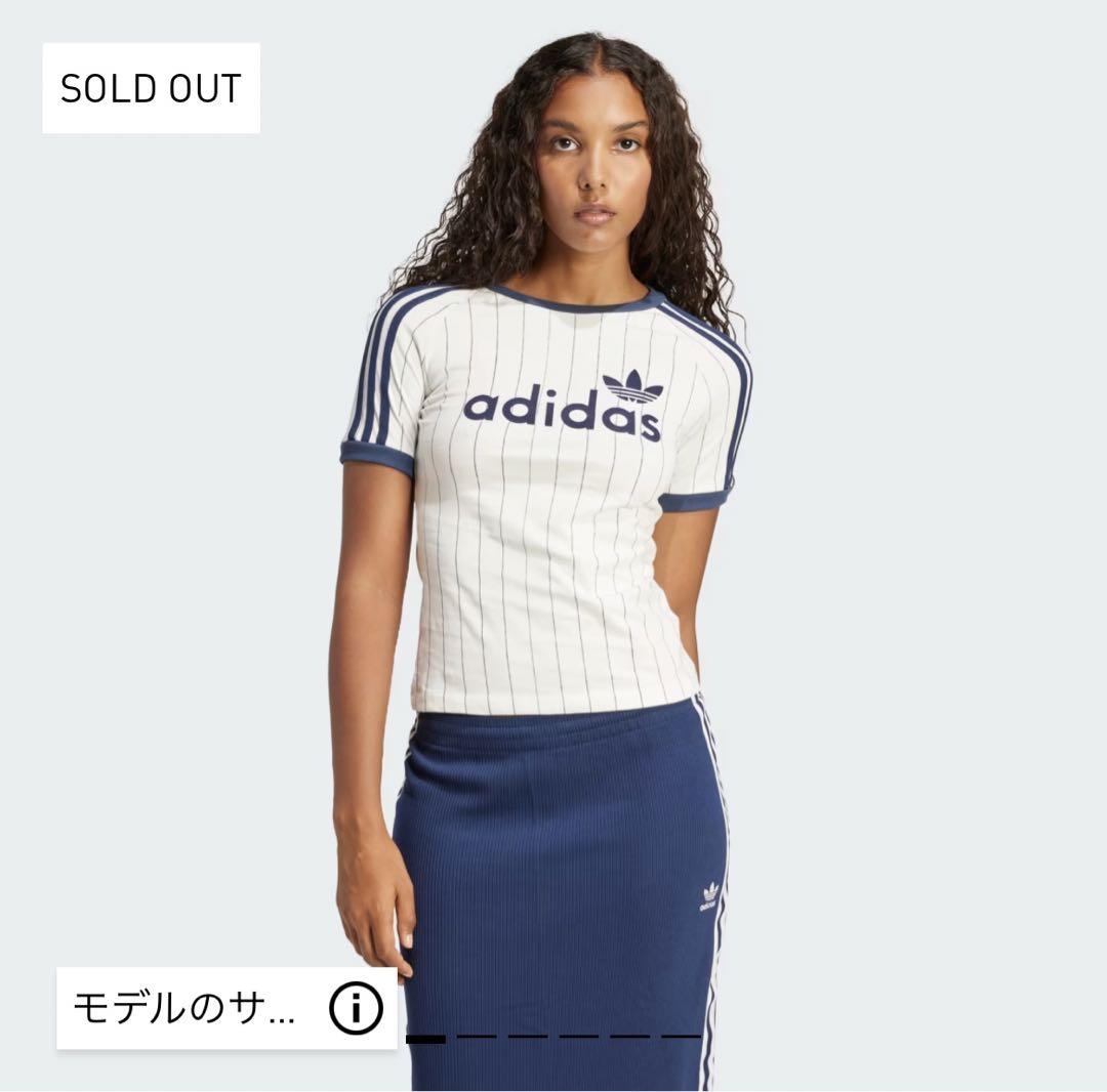 adidas リニアグラフィックカリ半袖Tシャツ M ホワイト/ネイビー