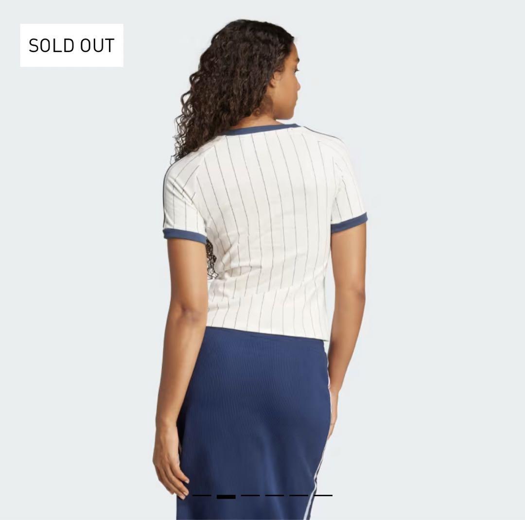adidas リニアグラフィックカリ半袖Tシャツ M ホワイト/ネイビー