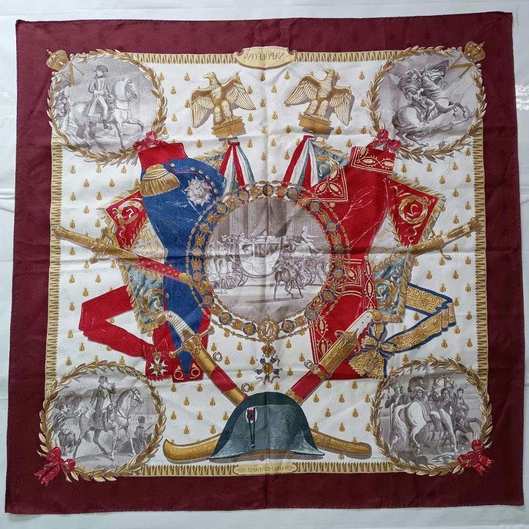 超人気 エルメス ADN24 極美品 ナポレオン スカーフ カレ90 バンダナ