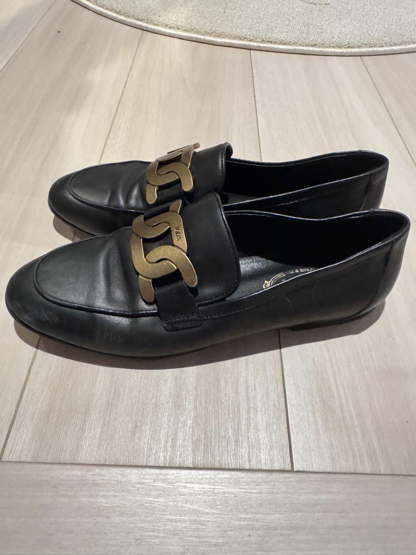 TOD'S ブラック ローファー ゴールド金具