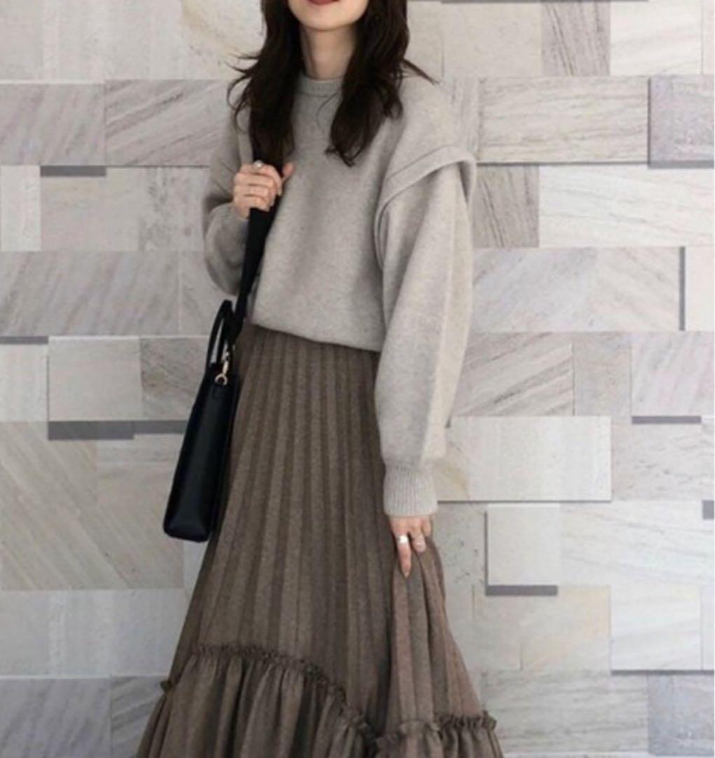 【美品】CLANE クラネ バックプリーツニットトップス プルオーバー ウール