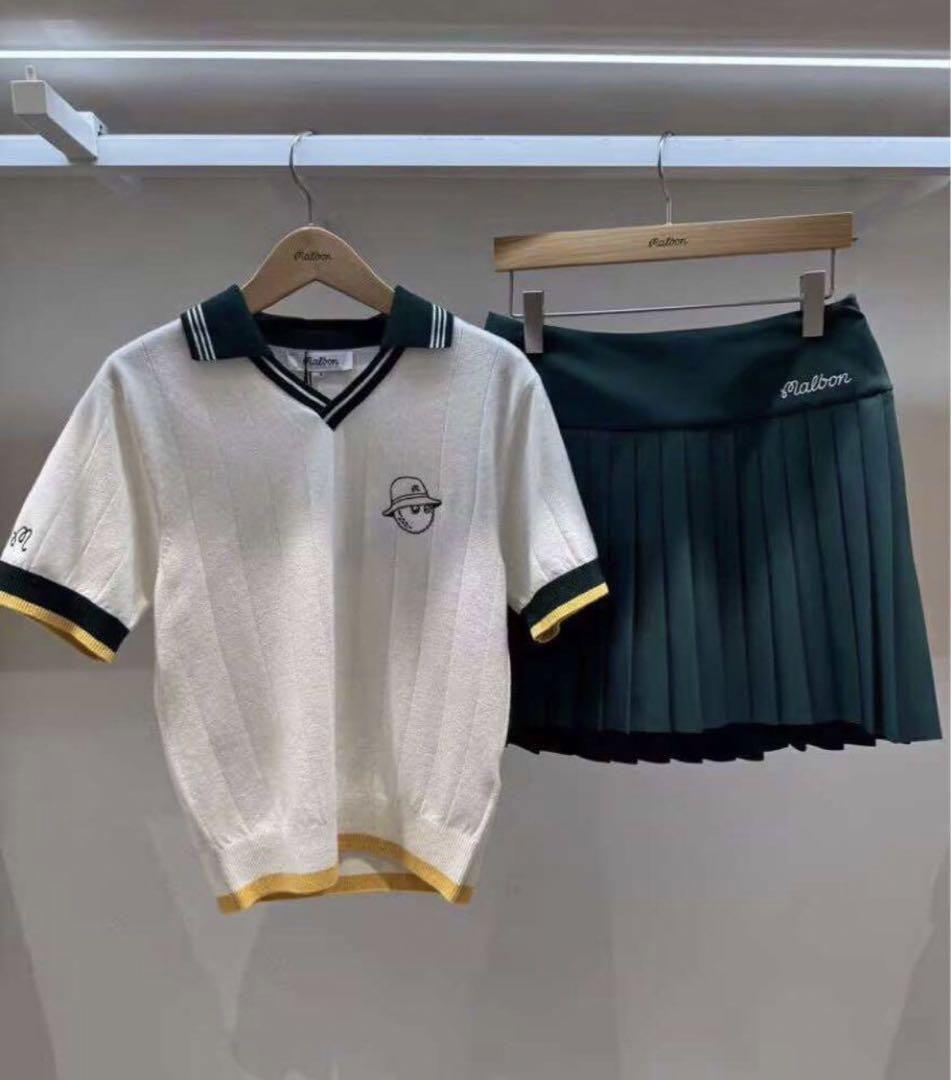 マルボンゴルフ レディース ニットポロシャツ&スカート セットアップ 2点セット