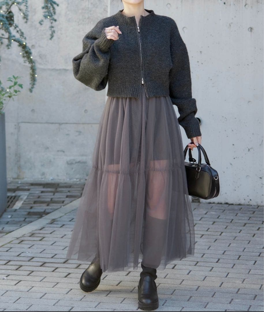 Wジップニット チュールキャミワンピースSET Chico SIZE Chico who s who Chico