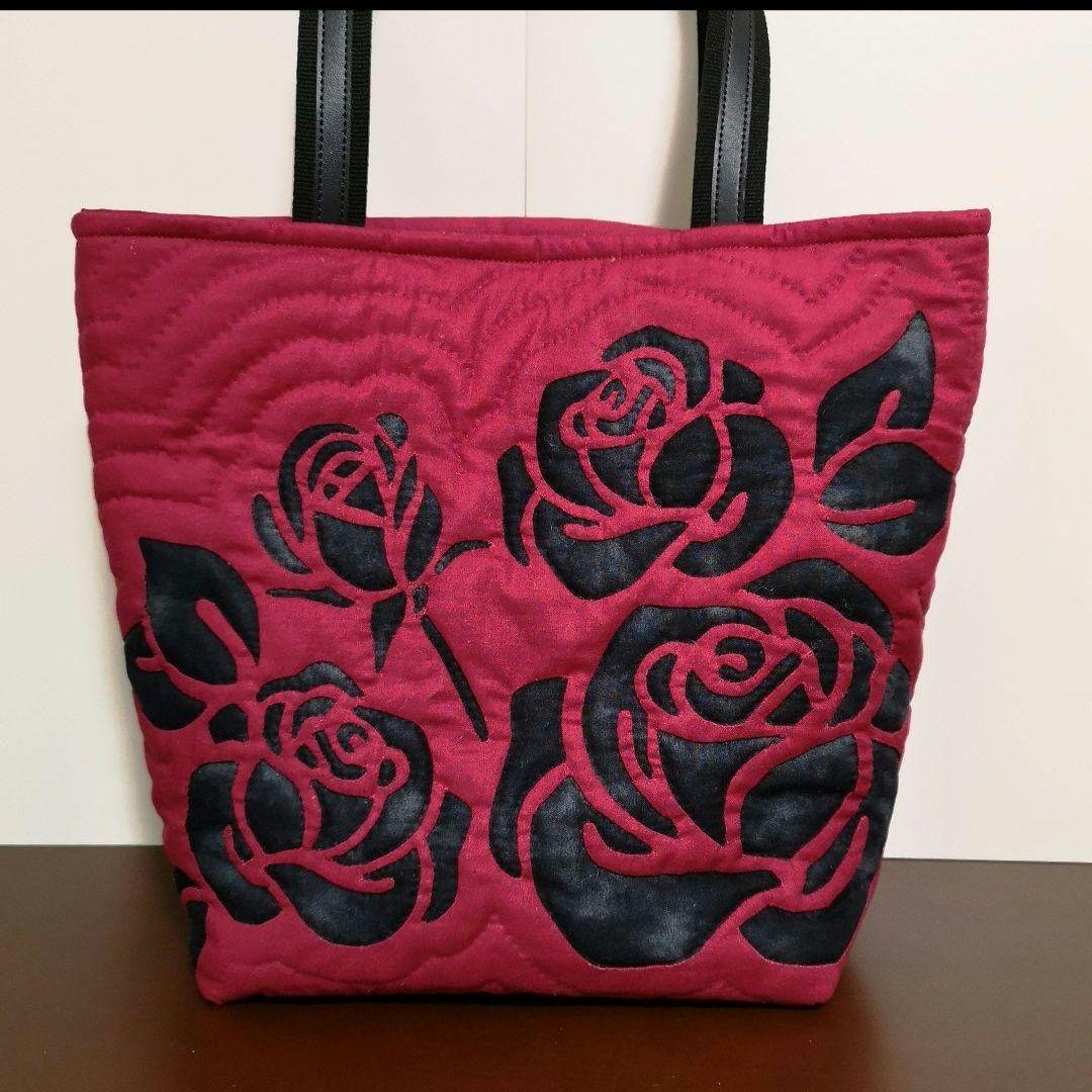 お買い得商品特集 - 販促エクスプレス ハワイアンキルト バッグ (スカイブルー 薔薇紺) トートバッグ