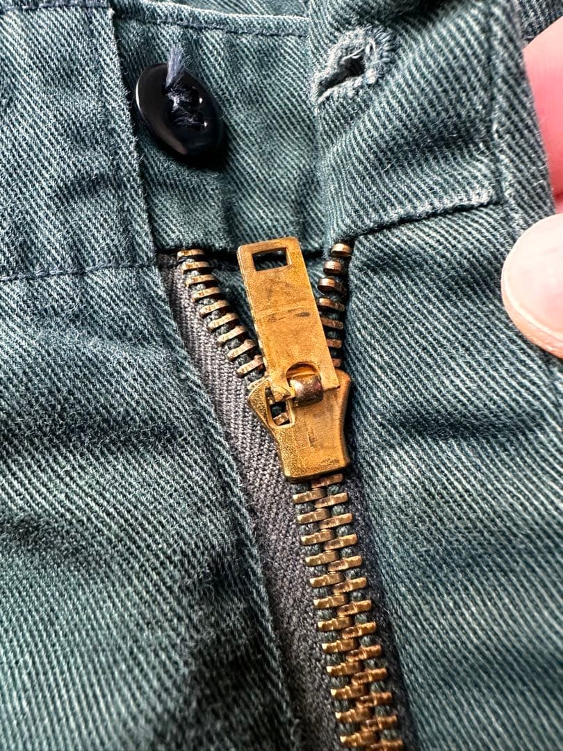 大流行中! 50's コットンツイル W31 グリーンカラー ワークパンツ