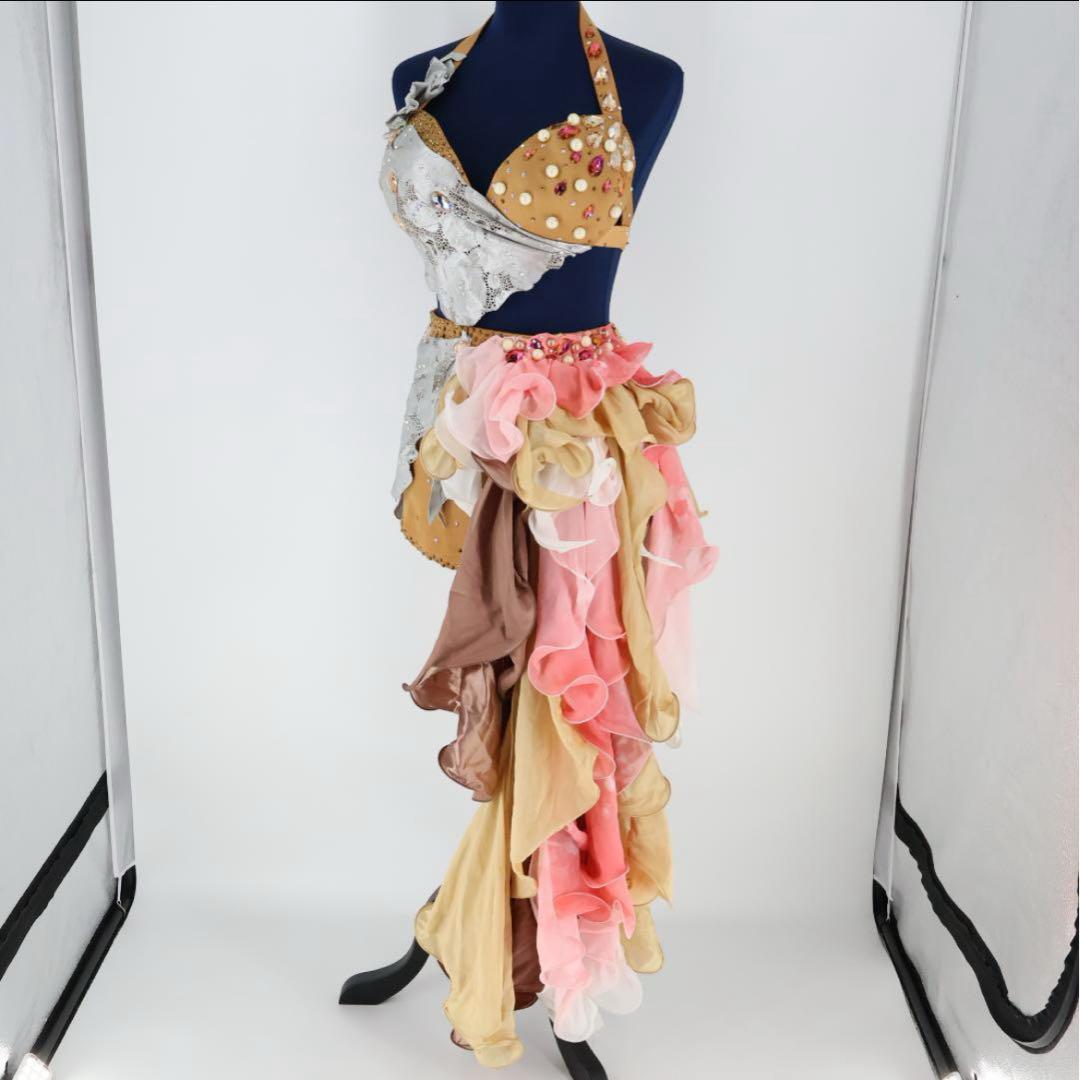 美品 ベリーダンス オリエンタル衣装】ブラウン×シルバー POLINA