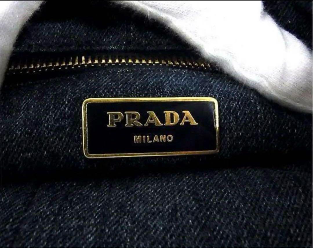 【クエン(*☻-☻*)】【あんしん鑑定】PRADA カナパ デニム バッグ