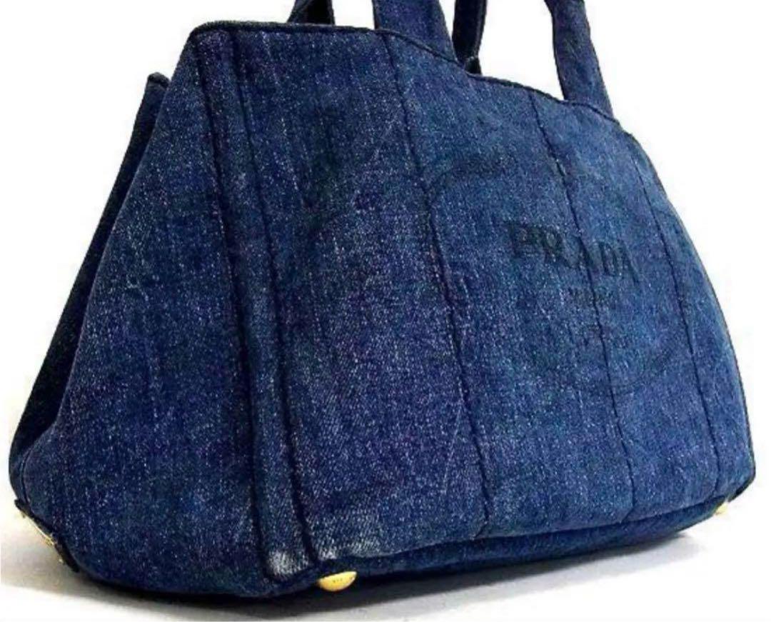 【クエン(*☻-☻*)】【あんしん鑑定】PRADA カナパ デニム バッグ