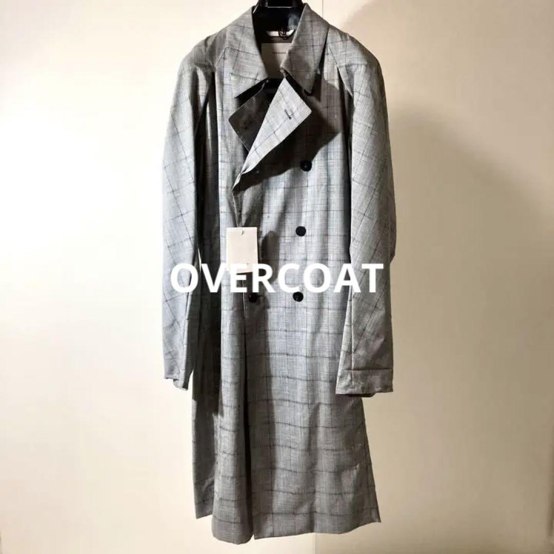 新品未使用 OVERCOAT グレンチェックラグランロングトレンチコート