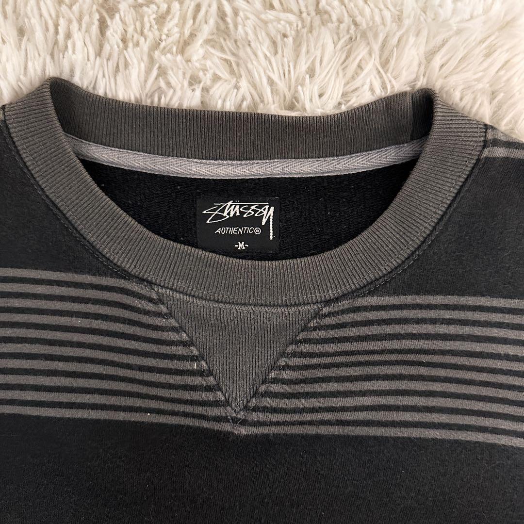 Stussy ボーダースウェ OLD STUSSY オールドステューシー ボーダースウェットL 水色／紫