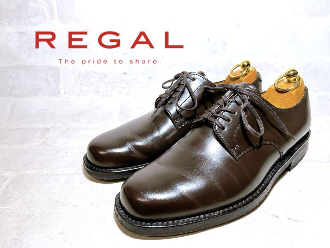 【極美品】REGAL プレーントゥ ビジネスシューズ 本革 レザー 茶 24cm