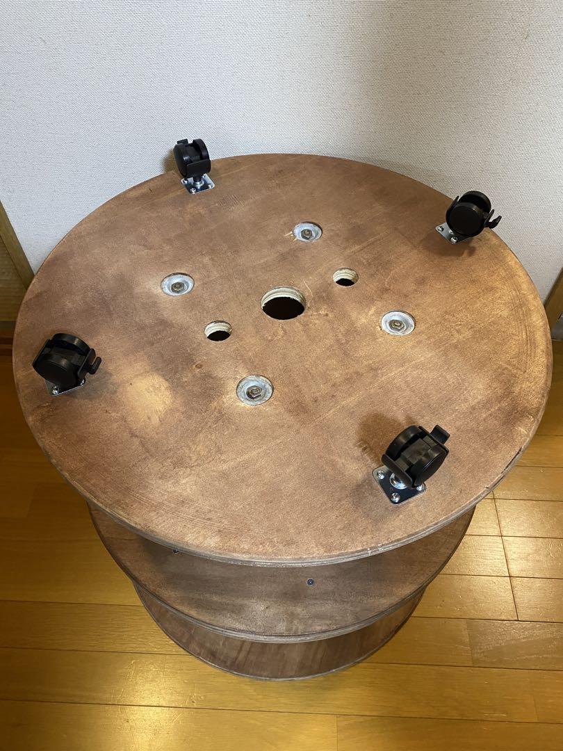 ストロベリー　電線ドラム　2個セット　茶色系塗装　片方　キャスター付き