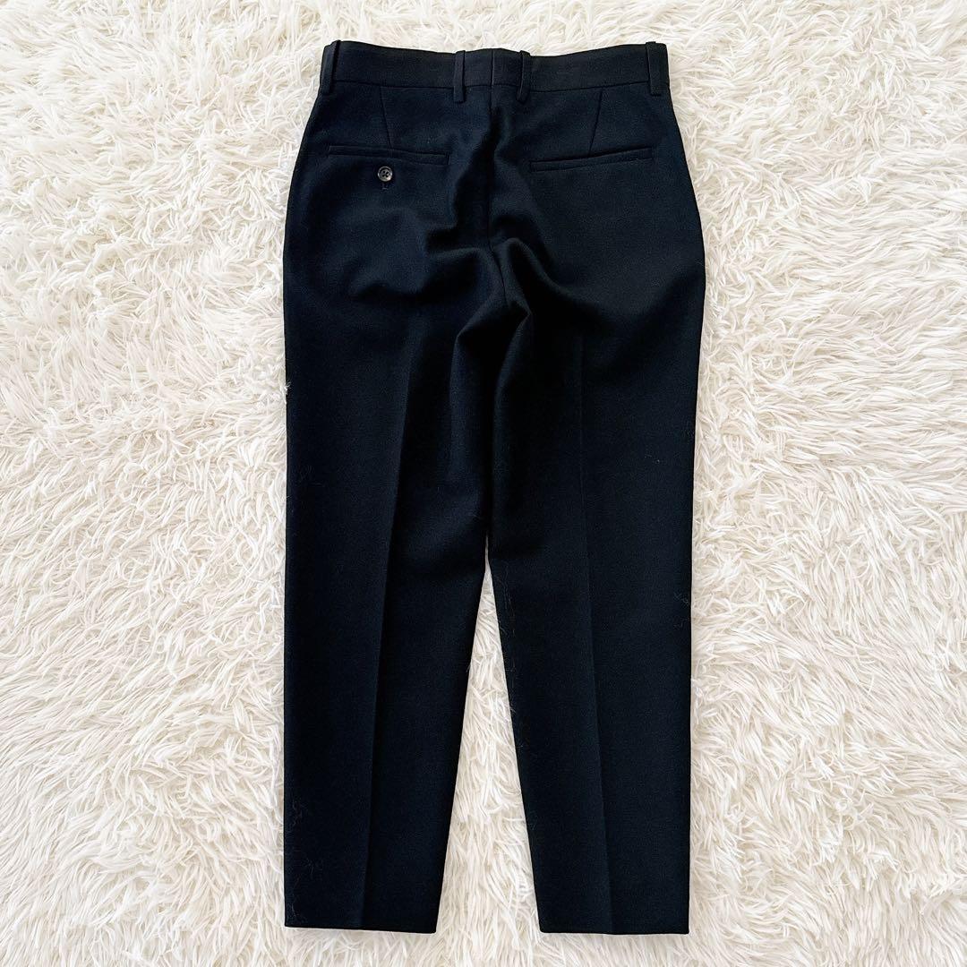 極美品✨ドゥロワー ウールプレスパンツ 異素材 切替 シルク 濃紺 黒34