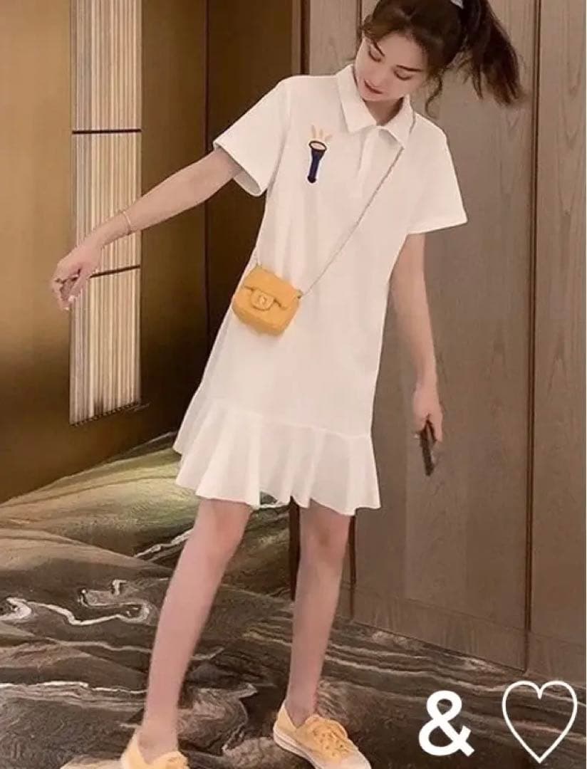 春夏新作モデル レディース ポロシャツワンピース 膝丈ワンピース 半袖