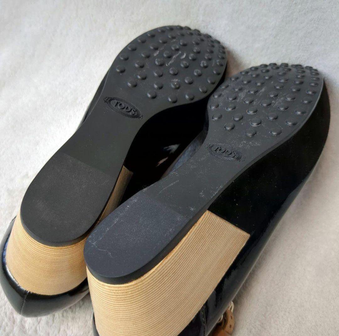 TOD'S トッズ パンプス 厚底 ストラップ エナメル ブラック 35 1/2