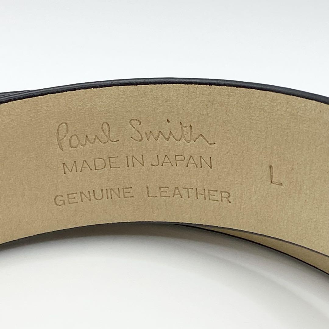 極美品　Paul Smith レザーベルト　マルチストライプ　　L 革　黒